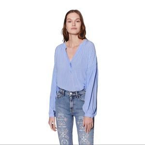 Joie Azabeth Blue Striped Long Sleeve Top Size Small